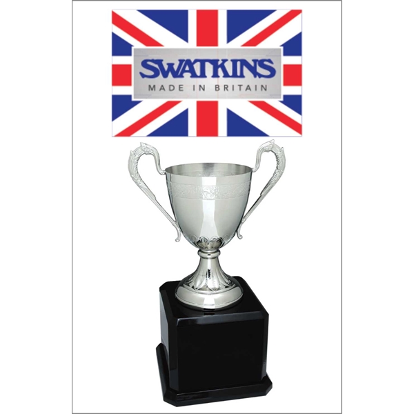 Silver Hand-Chased Swatkins Cup with Black Royal Piano Base