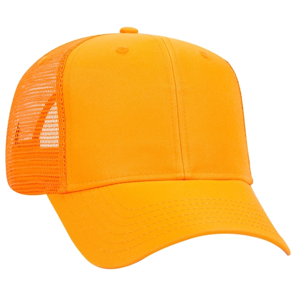 Neon Polyester Twill 6 Panel  Mesh Back Trucker Hat