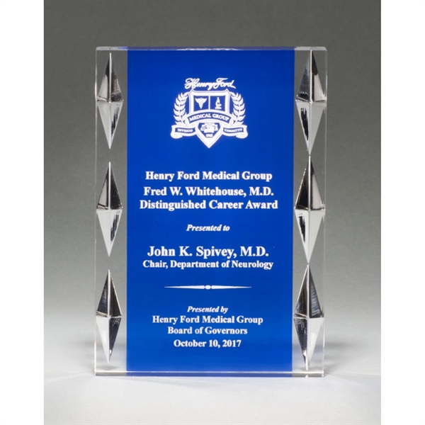 Acrylic Award with Blue Background and Jewel Accents