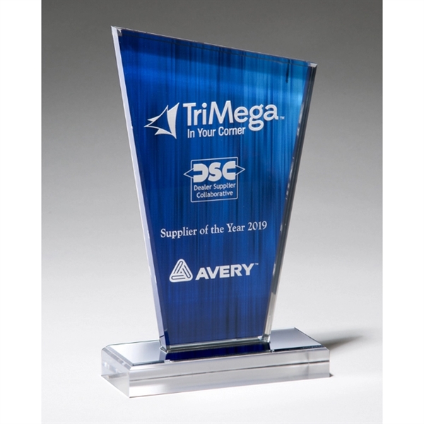 Peak Series Clear Acrylic Award with Printed Blue Background