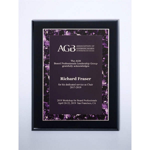Violet Marble Plate on Black High Gloss Plaque