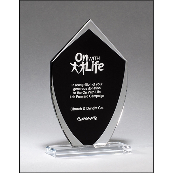 Shield Shaped Glass Award with Black Center