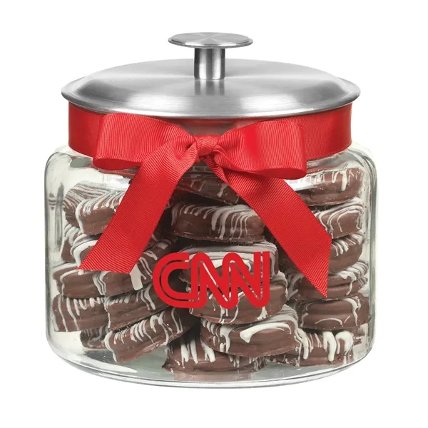 64 oz Glass Cookie Jar With Chocolate Covered Oreos