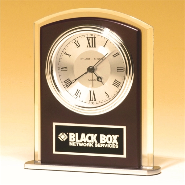 Rosewood Beveled Glass Clock 5.5x6.5