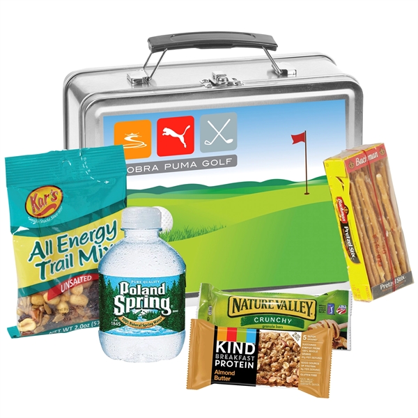 Metal Lunch Box With Snack Mix