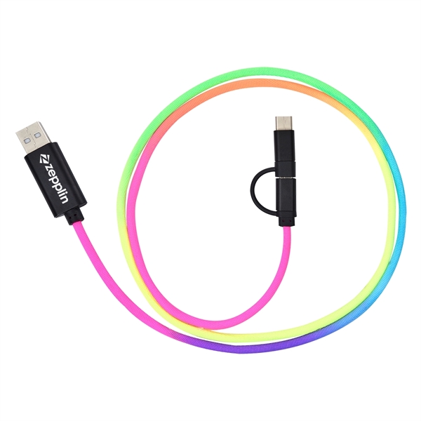 3-In-1 3 Ft. Rainbow Braided Charging Cable