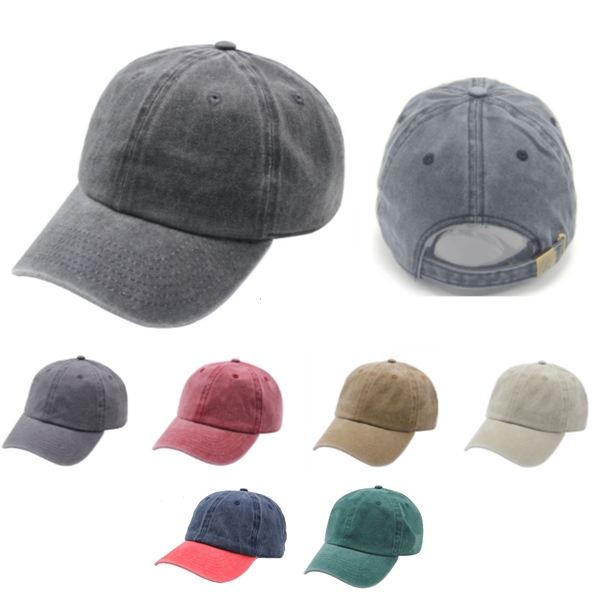 6 Panel Washed Pigment Dyed Dad Hat with Metal Buckle