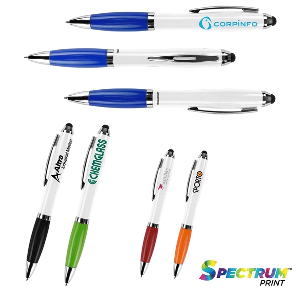 Antibacterial Curvaceous Two Tone Stylus Ballpoint Pen