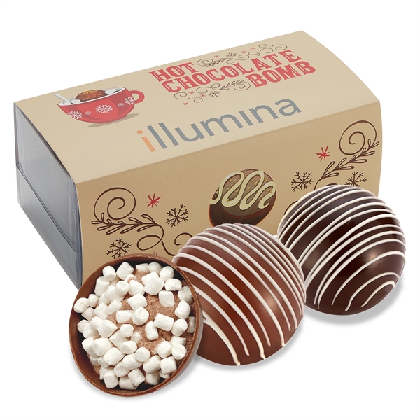 2 Pack of Hot Chocolate Bombs with Sleeve- Classic Milk/Dark