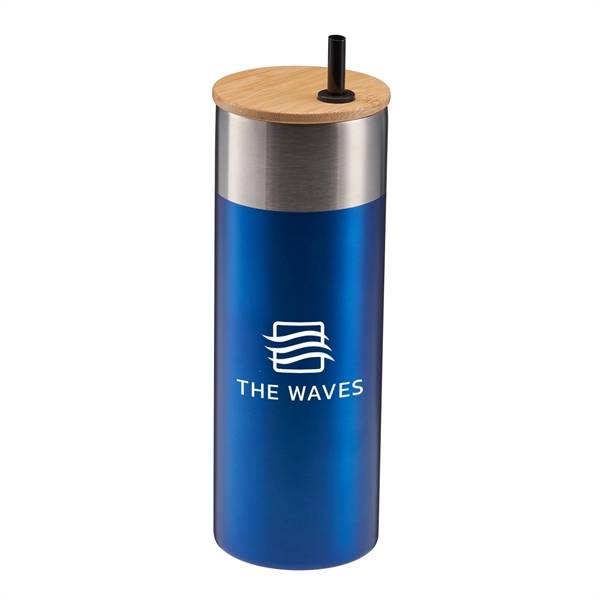 20 oz Stainless Steel Tumbler with Bamboo Lid & Straw