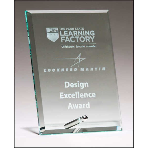 Rectangle Glass Award with Silver Pin