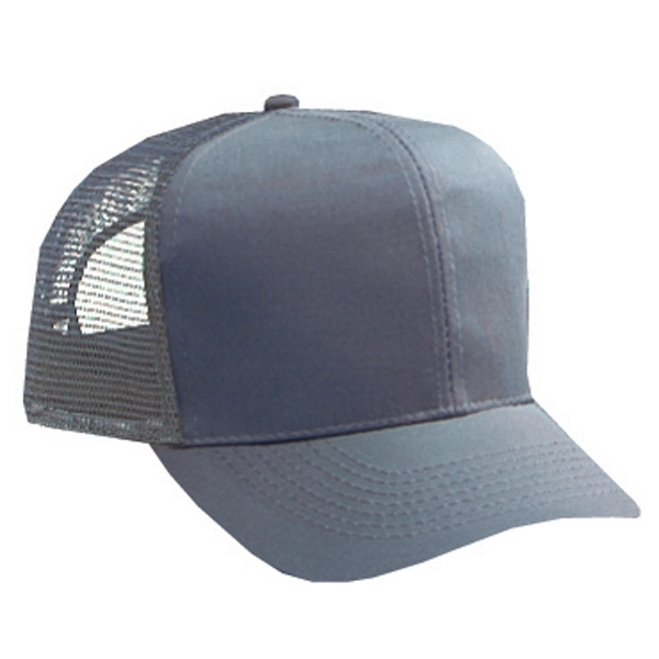 Cotton Blend Twill 6 Panel Mid Profile Mesh Back Trucker Hat