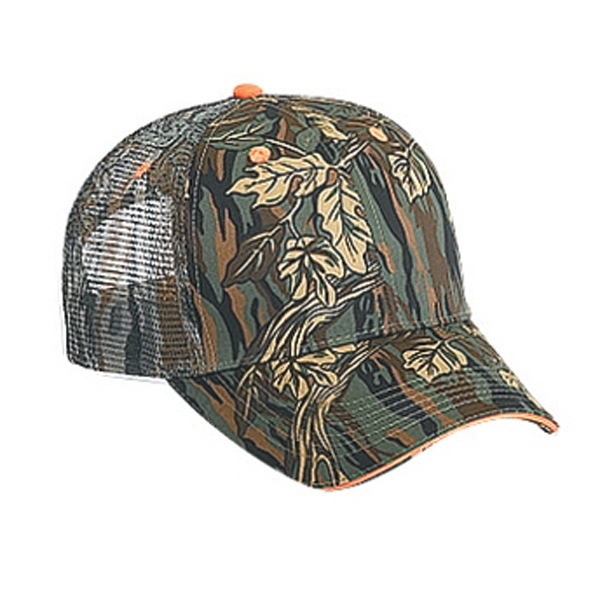 Camouflage Cotton Twill Sandwich Visor 6 Panel Mesh Back Hat