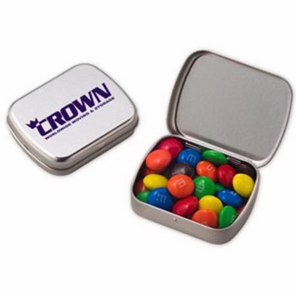Small Hinged Tin With Chocolate Covered Candies