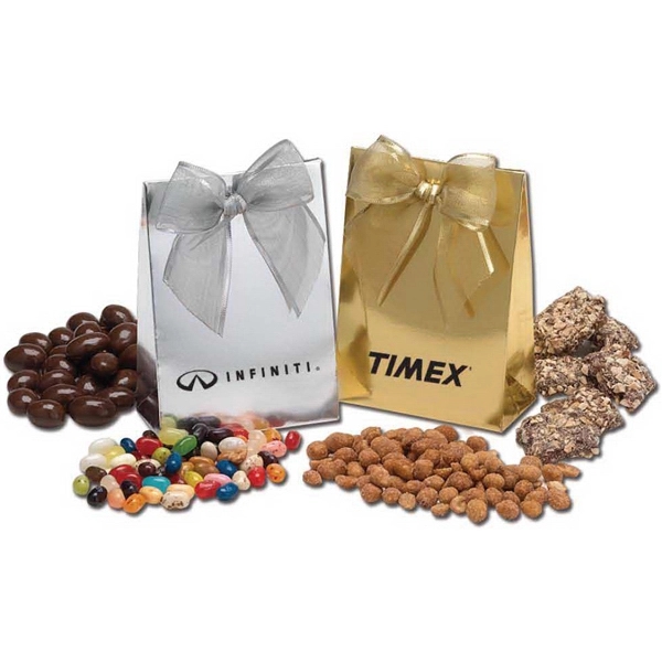 Deluxe Gift Bag with Ribbon and Chocolate Covered Pretzels