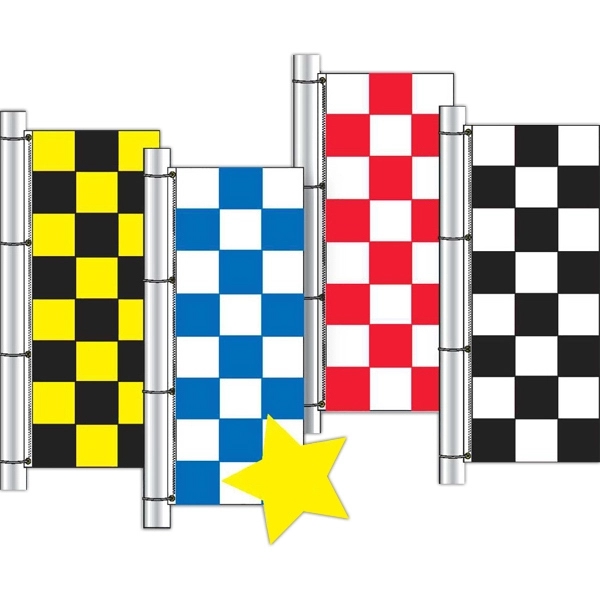 3' x 8' Free Flying Drape Flag Checker