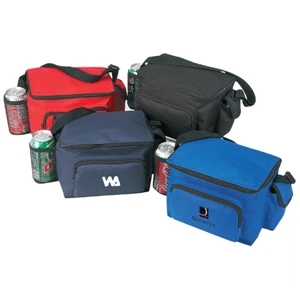 600D Polyester 6-Pack Cooler with Bottle Holder and Pouch