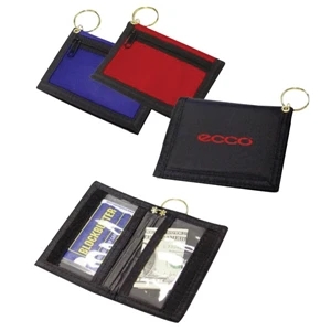Nylon Keyring Wallet With Clear And Exterior Pockets