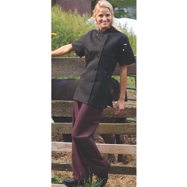 Women's Short Sleeve Chef Coat - Black