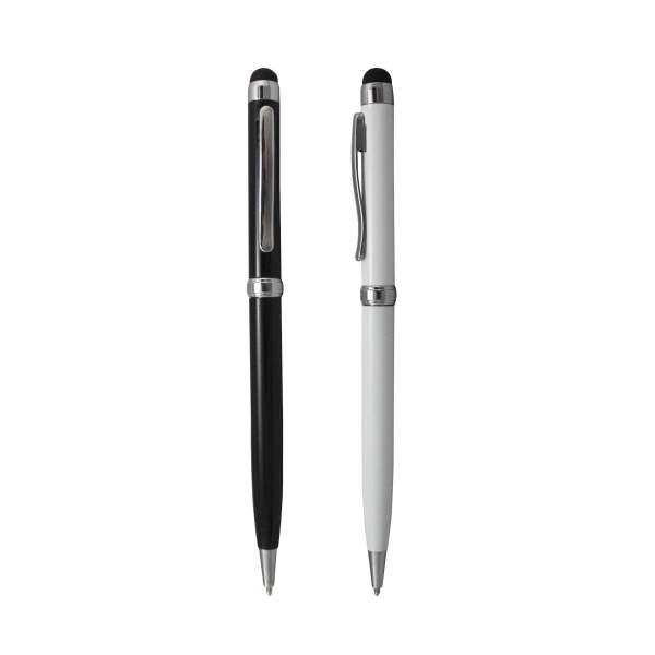 Classic twist-action metal ballpoint pen with stylus - Image 1