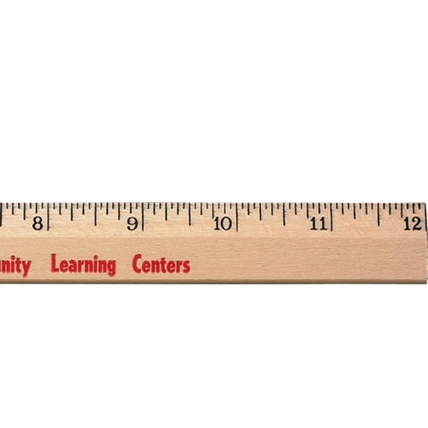 12&quot; Clear Lacquer Beveled Wood Ruler - English Scale
