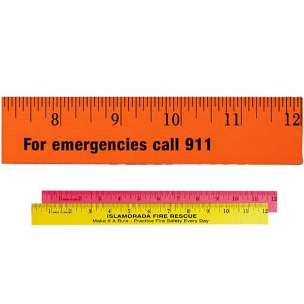 12&quot; Fluorescent Wood Ruler - English Scale