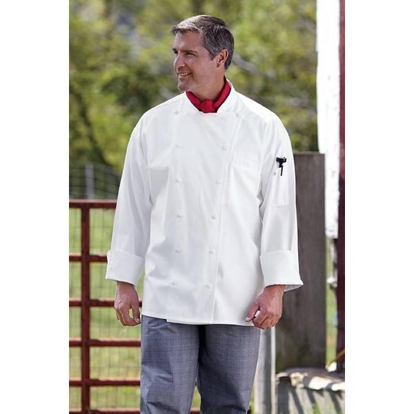 Cloth Button Cotton Executive Chef Coat - White