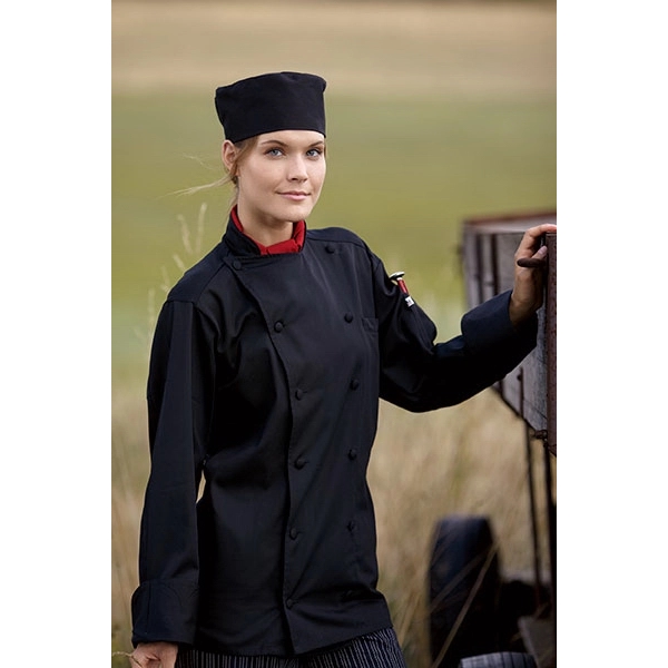 Cool Mesh Panel Long Sleeved Chef Coat - Black - Image 1