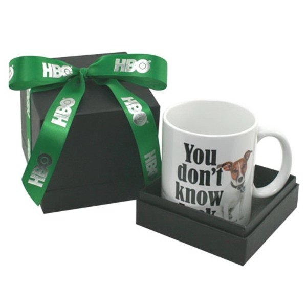 11oz mug in deluxe black gift box with ribbon