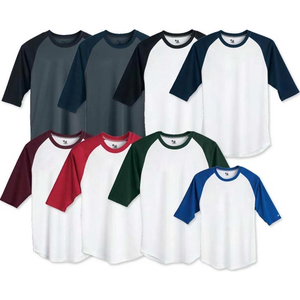 Badger Youth B-Dry Core 3/4 Sleeve Baseball T-shirt