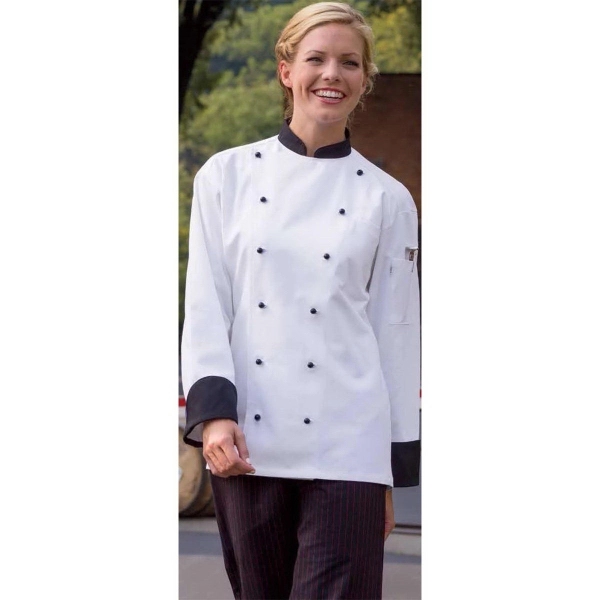 Black Trim and Stud Button Executive Chef Coat