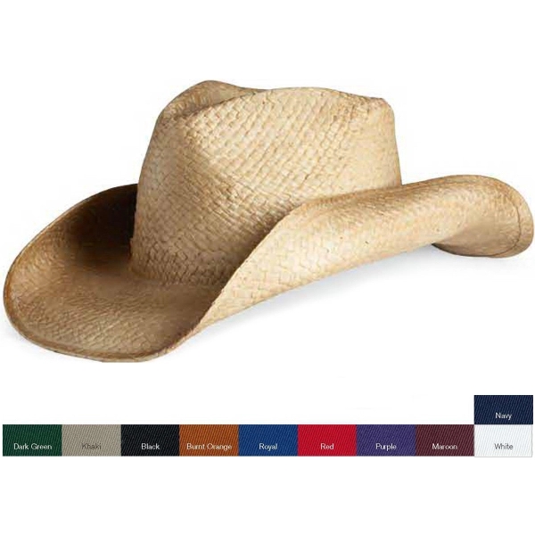 Outdoor Cap Embroiderable Raffia Straw Cowboy Hat