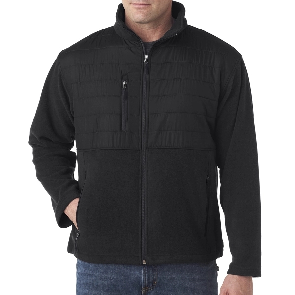 Adult Fleece Jacket with Quilted Yoke Overlay