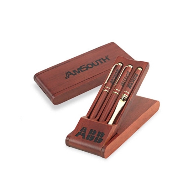 Wood Triple Pen Gift Box