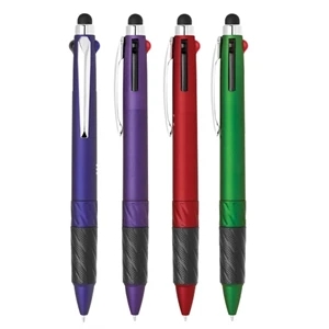 Multi-Color Ink Plastic Ballpoint Pen with Stylus