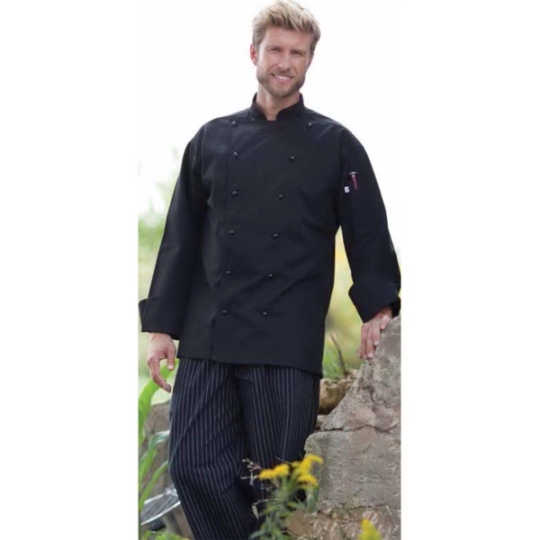 Stud Button Executive Chef Coat - Black