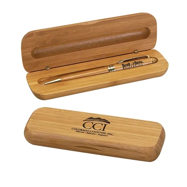 Bamboo Case With Pen Gift Set - Image 1