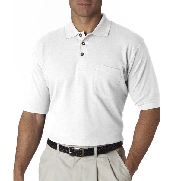 Adult Luxury Double Pique Polo with Pocket 