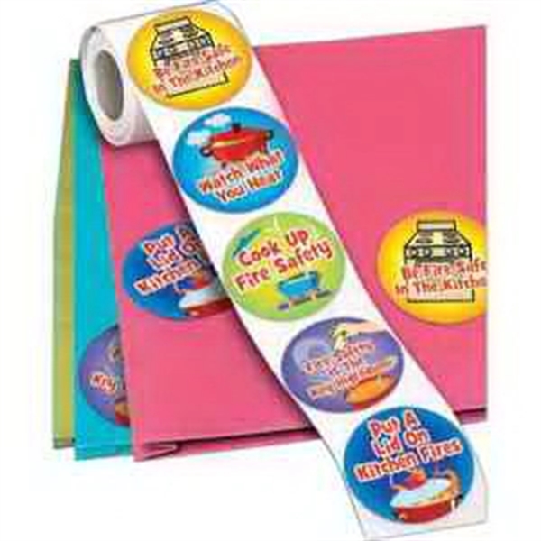Be Fire Safe In The Kitchen 5-On-A-Roll Message Stickers