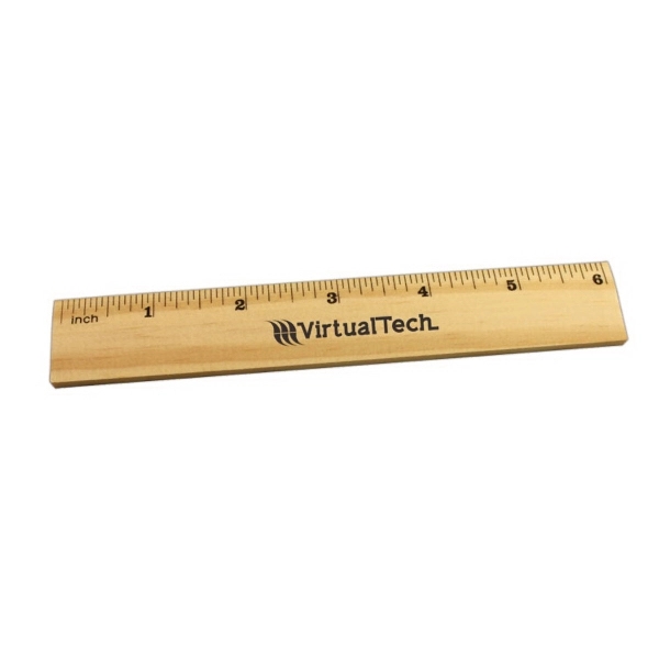 6 inch Natural Finish Wood Ruler - Image 1