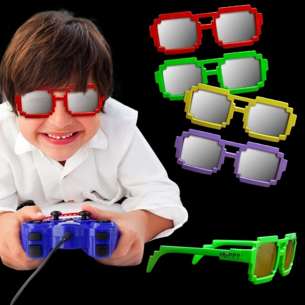 Assorted Color Pixel Mirrored Sunglasses 