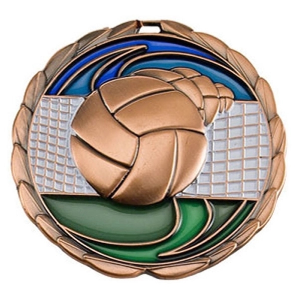 2 1/2" Volleyball Color Epoxy Medallion - Image 2