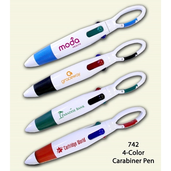 4 Color Carabineer Fashionable Ballpoint Pen - Image 1