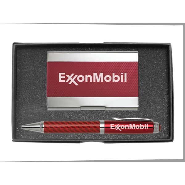 Carbon Fiber Ballpoint Pen and Business Cardholder Set - Image 5