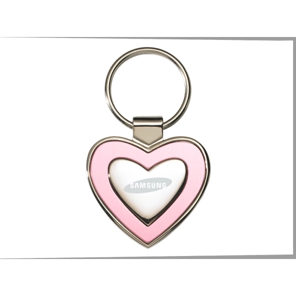 Silver/Pink Heart Key Tag