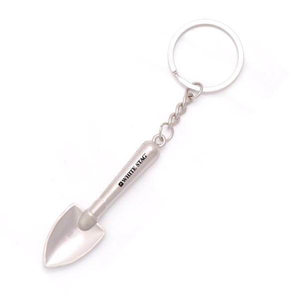 Mini Metal Silver Shovel Key Tag