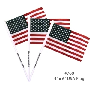 4" x 6" Hand Held USA Flag With 10" Plastic Pole
