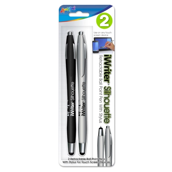 2 Pack iWriter Silhouette Ball Point Pen with Stylus