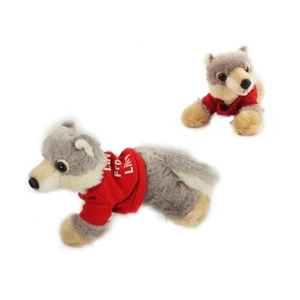 8" Woolsey Wolf with tshirt one color imprint