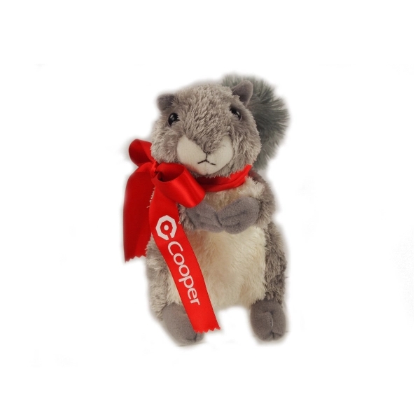 8" Nutty Squirrel with ribbon and one color imprint